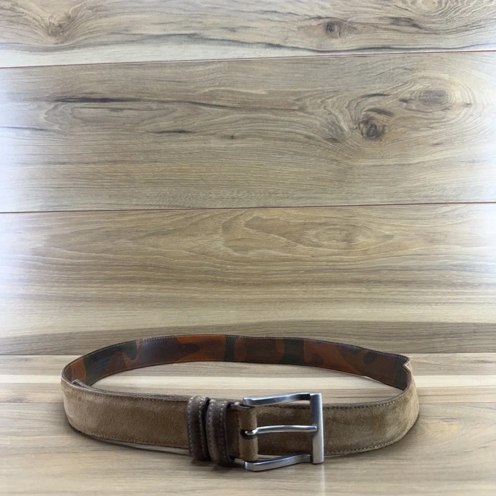 Martin Dingman Mens Belt Size 40/100 Wild Afrifan Kudu Leather Suede Beige Tan
